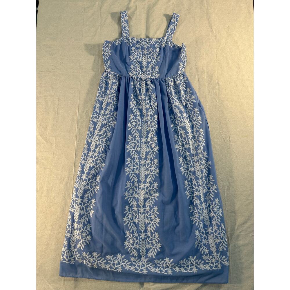 Julia Jordan Blue White Embroidered Midi Dress Women’s Size 12